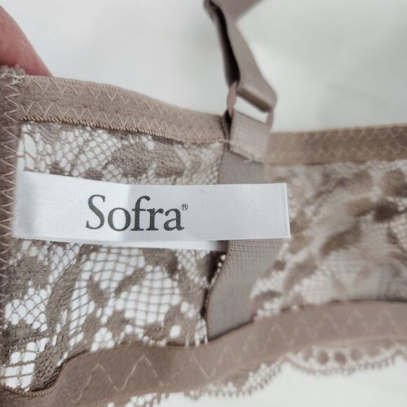 Sofra Womens Full Coverage Bra 40D Mocha Stretch Floral Lace Underwire BR4237PLD - Picture 9 of 12